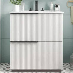 Christopher Knight Home Quillen Modern 30" Bathroom Vanity With Ceramic Sink And Drawers -Christopher Knight Home GUEST 00e775bb b91f 46ac b0a2 ee3388159f14