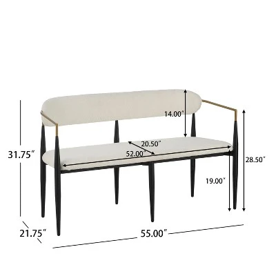 Christopher Knight Home Ingrid Modern Iron Frame Upholstered 55" Loveseat With Open Curved Back 4 Christopher Knight Home Ingrid Modern Iron Frame Upholstered 55" Loveseat With Open Curved Back - Image 2