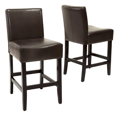 Set Of 2 25.5" Lopez Leather Counter Height Barstools - Christopher Knight Home 7 Set Of 2 25.5" Lopez Leather Counter Height Barstools - Christopher Knight Home - Image 5