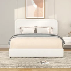 Christopher Knight Home Calvin Modern Boucle Upholstered Queen Size Bed With 2 Drawers And Adjusted Headboard