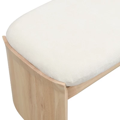 Christopher Knight Home Bellomy Modern 51.5 Inch Rubberwood Upholstered Ottoman 8 Christopher Knight Home Bellomy Modern 51.5 Inch Rubberwood Upholstered Ottoman - Image 6