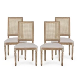 Christopher Knight Home Brownell French Country Wood And Cane Upholstered Dining Chairs (Set Of 4) -Christopher Knight Home GUEST 05251aec 3e71 408f 811f 91755da6d8b0