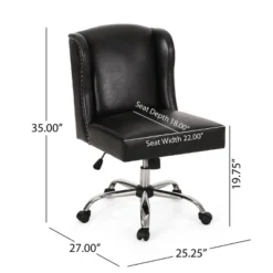 Bergen Contemporary Wingback Swivel Office Chair Midnight Black/Chrome - Christopher Knight Home -Christopher Knight Home GUEST 060bfe26 d7bd 4b87 8970 cfdbdba612bb