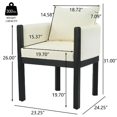 Christopher Knight Home Keera Modern Rubberwood Linen Upholstered Armchairs (Set Of 4) 4 Christopher Knight Home Keera Modern Rubberwood Linen Upholstered Armchairs (Set Of 4) - Image 2