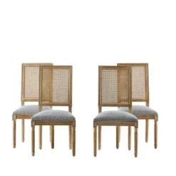 Christopher Knight Home Brownell French Country Wood And Cane Upholstered Dining Chairs (Set Of 4) -Christopher Knight Home GUEST 09052453 383c 4e5f af72 9b897b1c7278