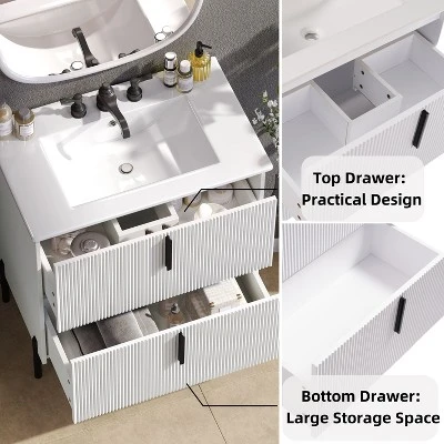 Christopher Knight Home Sephera Modern 30" Bathroom Vanity With Ceramic Sink And Drawers 8 Christopher Knight Home Sephera Modern 30" Bathroom Vanity With Ceramic Sink And Drawers - Image 6