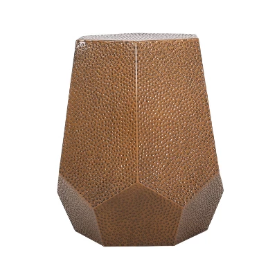 Pamsha Modern Hammered Iron Geometric Brushed Antique Side Table Bronze - Christopher Knight Home 4 Pamsha Modern Hammered Iron Geometric Brushed Antique Side Table Bronze - Christopher Knight Home - Image 2