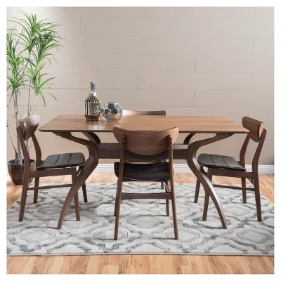 5pc Anise Dining Set Natural Walnut/Dark Brown - Christopher Knight Home 3 5pc Anise Dining Set Natural Walnut/Dark Brown - Christopher Knight Home