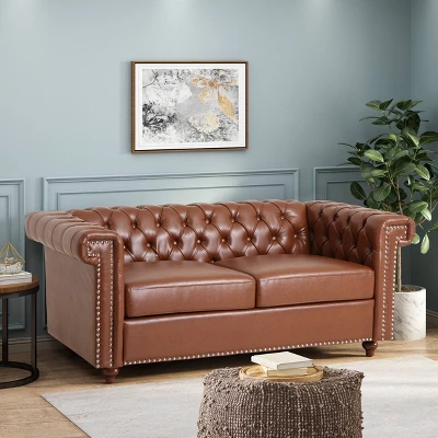 Brinkhaven Contemporary Button Tufted Loveseat With Nailhead Trim - Christopher Knight Home 3 Brinkhaven Contemporary Button Tufted Loveseat With Nailhead Trim - Christopher Knight Home