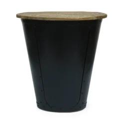 Opheim Industrial Handcrafted Mango Wood Side Table Natural/Black - Christopher Knight Home