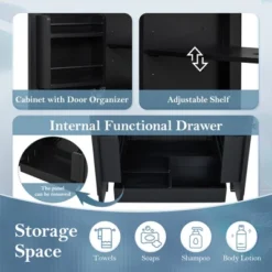 30"W Vintage Bathroom Vanity With Sink, Bathroom Cabinet With Adjustable Shelf, Drawer, Door Shelves And Soft Closing Door-Christopher Knight Home -Christopher Knight Home GUEST 1553aa31 e481 4a32 97d6 88c46345cdda