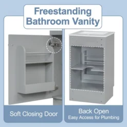 Christopher Knight Home Katniss Modern 18" Bathroom Vanity With Ceramic Sink And Adjustable Shelf -Christopher Knight Home GUEST 15acff5e 056e 4c5c 9d4c f4a4cc27849f