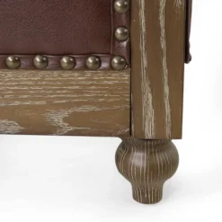 Castalia Chesterfield Tufted 3 Seater Sofa With Nailhead Trim Dark Brown/Natural - Christopher Knight Home -Christopher Knight Home GUEST 15bebb96 c0ac 452d 840c 37144023e0a3