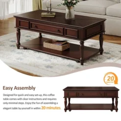 Christopher Knight Home Sana Retro Rubberwood Coffee Table With One Drawer, Shelf And Lockable Wheels -Christopher Knight Home GUEST 16dacbda 843c 4c62 8139 ba3303a9c98f