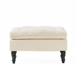 Jeremy Tufted Ottoman Crème Velvet - Christopher Knight Home: Upholstered Footrest, Hardwood Frame, 200lb Capacity -Christopher Knight Home GUEST 17be2464 5e54 4190 8fb4 01c6e0d20fbf