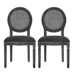 2pk Aquilla French Country Wood And Cane Upholstered Dining Chairs - Christopher Knight Home -Christopher Knight Home GUEST 19130bc2 bfe6 4b98 9945 ce983685e3ac