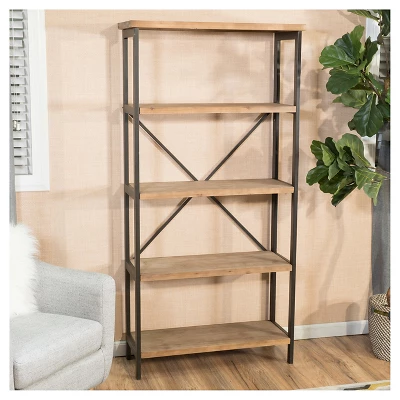 Perth 68.5" 5-Shelf Industrial Bookcase Antique - Christopher Knight Home 4 Perth 68.5" 5-Shelf Industrial Bookcase Antique - Christopher Knight Home - Image 2