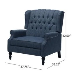 Apaloosa Oversized Wingback Press-Back Recliner Navy Blue - Christopher Knight Home: Tufted, Nailhead Trim, Polyester -Christopher Knight Home GUEST 1a85e286 5397 4bff bf87 c42bb60d0347