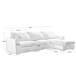 Christopher Knight Home Blair Modern Corduroy L Shaped 122" Sectional Sofa With Storage Ottoman And 3 Pillows -Christopher Knight Home GUEST 1b16b089 6c0a 4410 9605 634d0f9c85c6