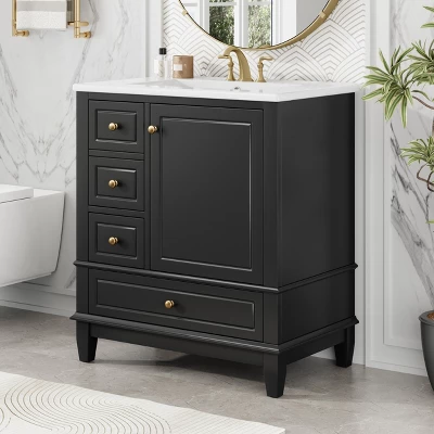 Christopher Knight Home Thomas 30" Bathroom Vanity With Sink, One Door With Shelf And Three Drawers 13 Christopher Knight Home Thomas 30" Bathroom Vanity With Sink, One Door With Shelf And Three Drawers - Image 11