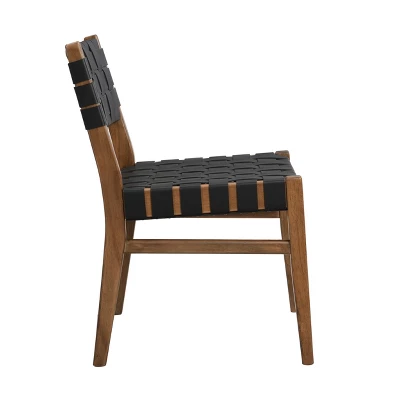 Christopher Knight Home Cassius Woven Faux Leather Rubberwood Dining Chair (Set Of 2) 5 Christopher Knight Home Cassius Woven Faux Leather Rubberwood Dining Chair (Set Of 2) - Image 3