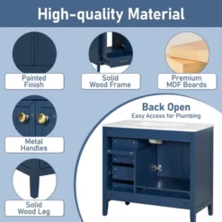 Christopher Knight Home Bathroom Vanity With Ceramic Sink, Bathroom Cabinet With Soft-Closing Door, Drawers Of Different Sizes, Solid Wood Frame & Leg -Christopher Knight Home GUEST 1f1866a2 64e0 495e af38 aaefd5575d68