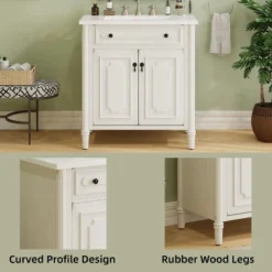 Christopher Knight Home Mualani 31" Vintage Bathroom Vanity With Ceramic Sink, 2 Doors And Adjustable Shelf -Christopher Knight Home GUEST 1f7396d9 34a0 42d2 b395 b3091389cd90