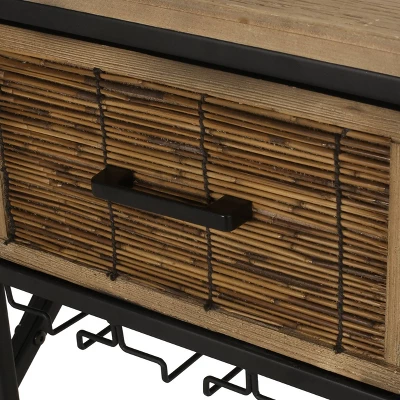 Boster Boho Industrial 8 Bottle Wine Rack Console Table With Storage Natural/Black - Christopher Knight Home 12 Boster Boho Industrial 8 Bottle Wine Rack Console Table With Storage Natural/Black - Christopher Knight Home - Image 10