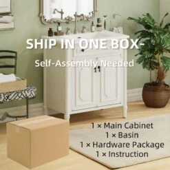 Christopher Knight Home Mualani 31" Vintage Bathroom Vanity With Ceramic Sink, 2 Doors And Adjustable Shelf -Christopher Knight Home GUEST 2030f879 98b6 4582 b17a 6c08f785ff4f