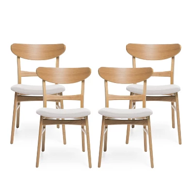 Christopher Knight Home Isador Mid Century Modern Upholstered Rubberwood Dining Chairs (Set Of 4) 9 Christopher Knight Home Isador Mid Century Modern Upholstered Rubberwood Dining Chairs (Set Of 4) - Image 7