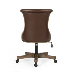 Coulee Contemporary Upholstered Roll Back Swivel Office Chair Dark Brown/Natural - Christopher Knight Home -Christopher Knight Home GUEST 2221ea35 e150 49a5 a609 4bb49d3b4d24