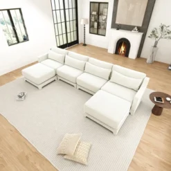 Christopher Knight Home Kay 142" Chenille Upholstered U-Shape Rectangle Sectional Sofa