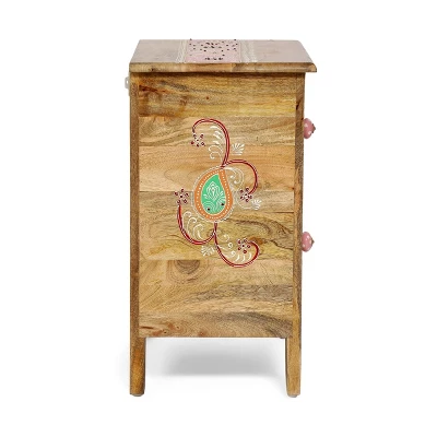 Fullen Handcrafted Boho 2 Drawer Mango Wood Nightstand Natural - Christopher Knight Home 6 Fullen Handcrafted Boho 2 Drawer Mango Wood Nightstand Natural - Christopher Knight Home - Image 4