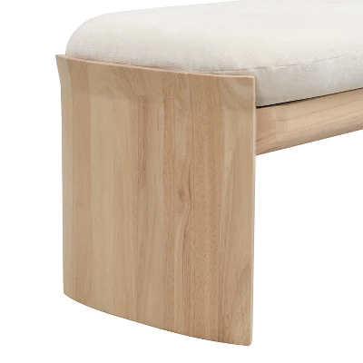 Christopher Knight Home Bellomy Modern 51.5 Inch Rubberwood Upholstered Ottoman 7 Christopher Knight Home Bellomy Modern 51.5 Inch Rubberwood Upholstered Ottoman - Image 5