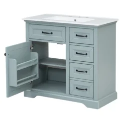 36"W Bathroom Vanity With Sink, Bathroom Cabinet With Tip-out Drawers, Storage Drawers, Door Shelf And Soft Closing Door-Christopher Knight Home -Christopher Knight Home GUEST 23de5c4e f306 48ac 95c4 1b0004564cc1
