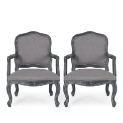 Set Of 2 Andrea French Country Wood Upholstered Dining Armchairs - Christopher Knight Home -Christopher Knight Home GUEST 248240de c6a5 459f 8bd4 afe246285b49