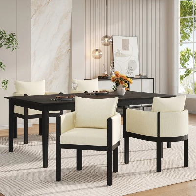 Christopher Knight Home Keera Modern Rubberwood Linen Upholstered Armchairs (Set Of 4) 12 Christopher Knight Home Keera Modern Rubberwood Linen Upholstered Armchairs (Set Of 4) - Image 10