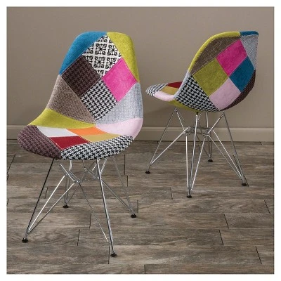 Set Of 2 Wilmette Patchwork Fabric Chair Black/Pink/Green - Christopher Knight Home 3 Set Of 2 Wilmette Patchwork Fabric Chair Black/Pink/Green - Christopher Knight Home