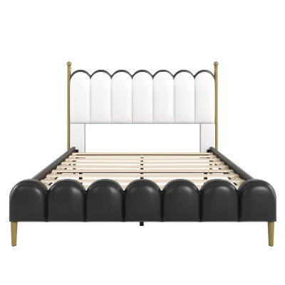 Christopher Knight Home Caitria Contemporary Faux Leather Platform Bed With Headboard And Footboard 7 Christopher Knight Home Caitria Contemporary Faux Leather Platform Bed With Headboard And Footboard - Image 5