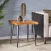 Villard Boho Handcrafted Mango Wood Parquet Side Table Natural Honey/Gray - Christopher Knight Home -Christopher Knight Home GUEST 29b24276 7d66 4b02 9253 07acbc2ddd6e