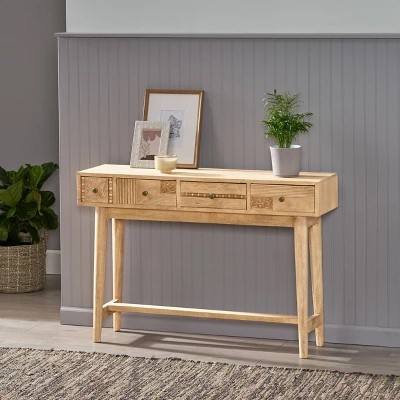 Warthen Boho Handcrafted 4 Drawer Console Table Natural - Christopher Knight Home 3 Warthen Boho Handcrafted 4 Drawer Console Table Natural - Christopher Knight Home