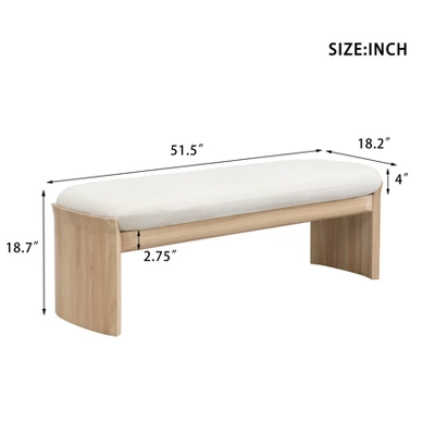 Christopher Knight Home Bellomy Modern 51.5 Inch Rubberwood Upholstered Ottoman 4 Christopher Knight Home Bellomy Modern 51.5 Inch Rubberwood Upholstered Ottoman - Image 2