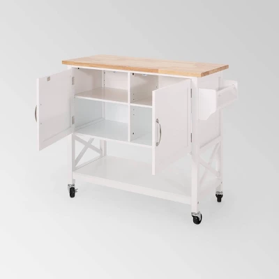 Finzer Farmhouse Kitchen Cart White - Christopher Knight Home 4 Finzer Farmhouse Kitchen Cart White - Christopher Knight Home - Image 2
