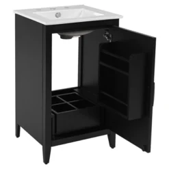Christopher Knight Home Alonzo Modern 20" Bathroom Vanity With Ceramic Sink, Shelf And Drawer -Christopher Knight Home GUEST 3066cabc b609 42d3 af5b 4e9979cdb4bd