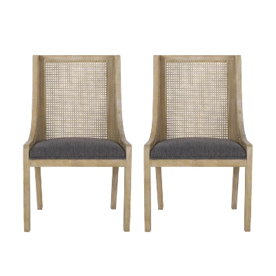 Christopher Knight Home Set Of 2 Maurers Cane And Wood Upholstered Dining Chairs Charcoal/Natural 3 Christopher Knight Home Set Of 2 Maurers Cane And Wood Upholstered Dining Chairs Charcoal/Natural