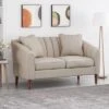 Gamay Contemporary Channel Stitched Fabric Loveseat Beige/Dark Walnut - Christopher Knight Home -Christopher Knight Home GUEST 32a40821 2a7d 4abd 9b7c c19cb9a8e37a
