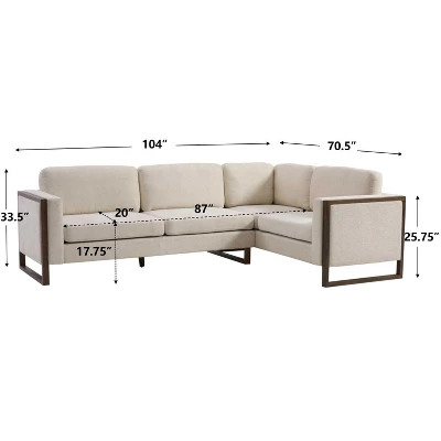 Christopher Knight Home Iansan 104'' 5-Seater Modern Rubberwood Upholstered L-Shaped Sectional Sofa 4 Christopher Knight Home Iansan 104'' 5-Seater Modern Rubberwood Upholstered L-Shaped Sectional Sofa - Image 2