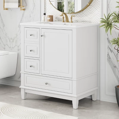 Christopher Knight Home Thomas 30" Bathroom Vanity With Sink, One Door With Shelf And Three Drawers 20 Christopher Knight Home Thomas 30" Bathroom Vanity With Sink, One Door With Shelf And Three Drawers - Image 18