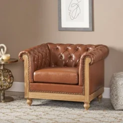 Castalia Chesterfield Tufted Club Chair With Nailhead Trim Midnight - Christopher Knight Home