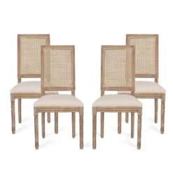 Christopher Knight Home Brownell French Country Wood And Cane Upholstered Dining Chairs (Set Of 4) -Christopher Knight Home GUEST 339ede81 91ab 4d0d b2e9 12227a87509a